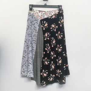 Asymmetrical panel midi skirt